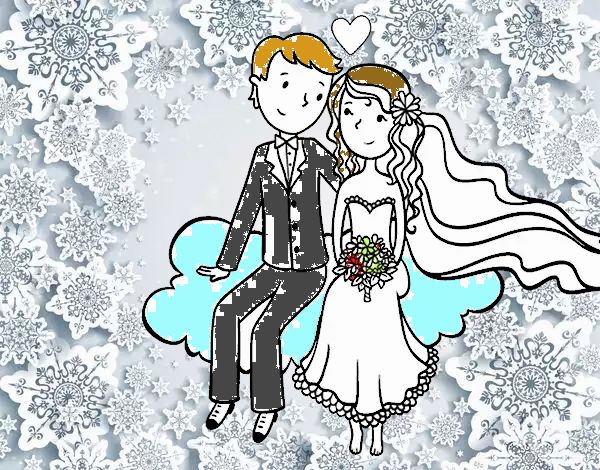 Recién casados en una nube