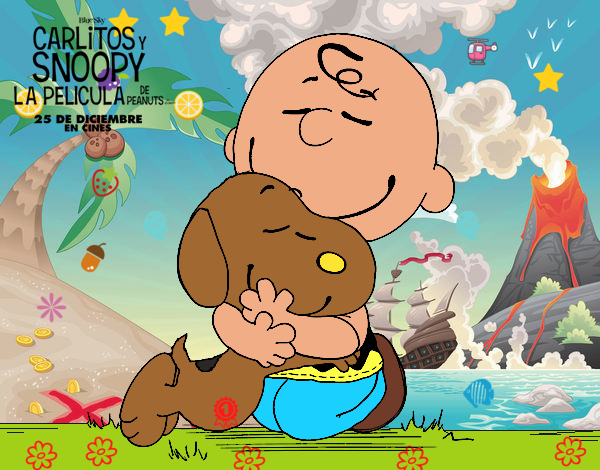 Snoopy y Carlitos abrazados