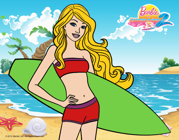 Barbie con tabla de surf