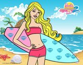 Barbie con tabla de surf