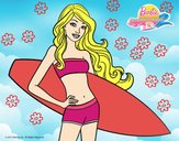 Barbie con tabla de surf