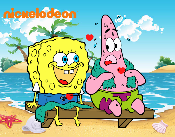 Bob Esponja y Patricio en bañador