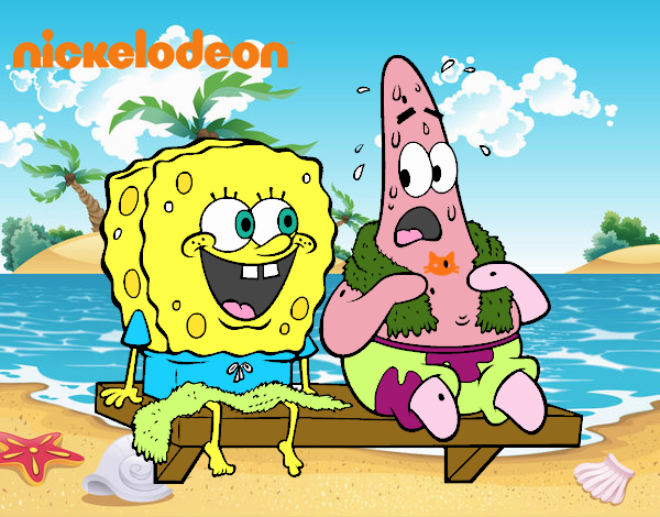 Bob Esponja y Patricio en bañador