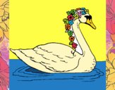 Cisne con flores