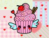 Cupcake kawaii con cereza