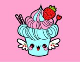 Cupcake kawaii con fresa