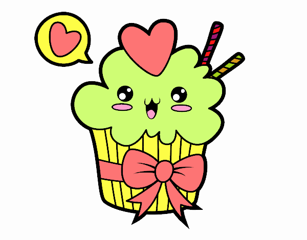 Cupcake kawaii con lazo