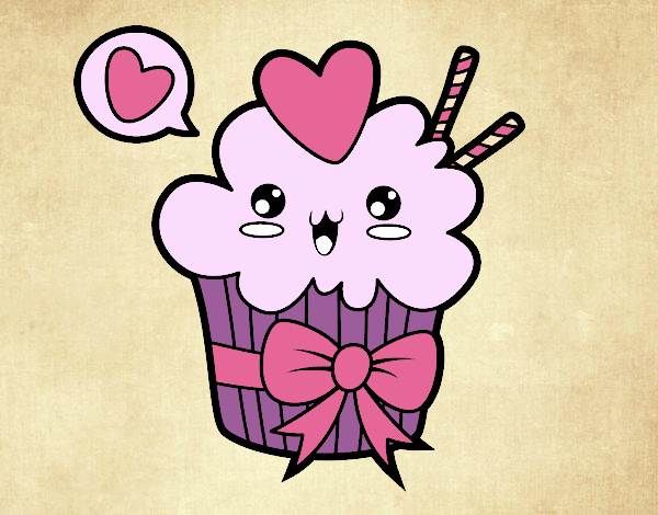 Cupcake kawaii con lazo