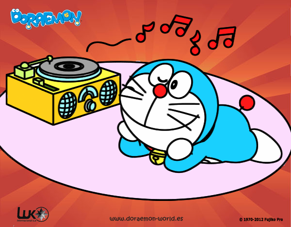 Doraemon escuchando música