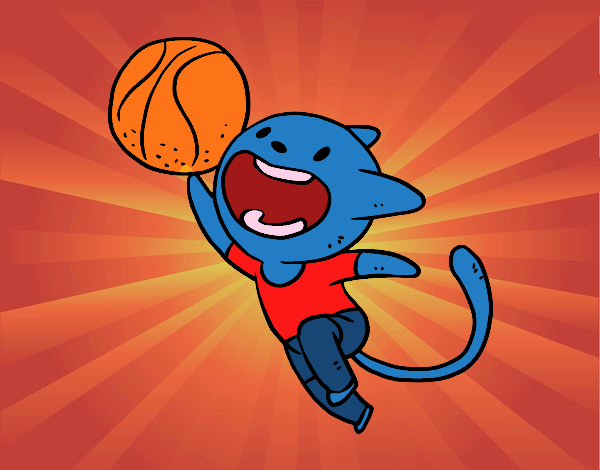 Gato jugando a baloncesto