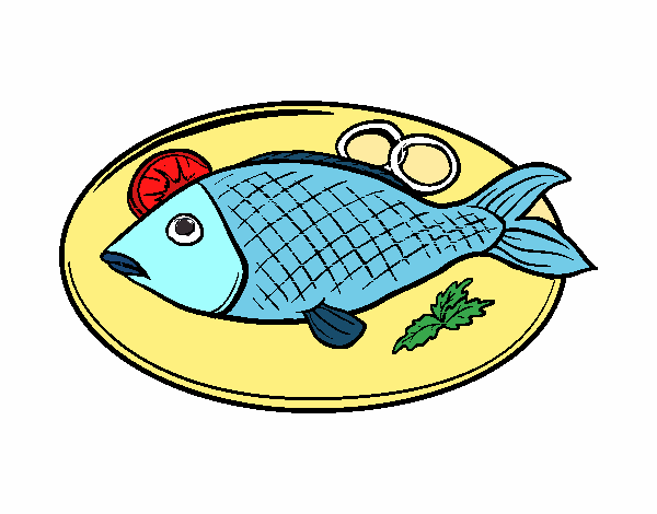 Dibujo Plato de pescado pintado por albabm24