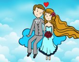 Recién casados en una nube