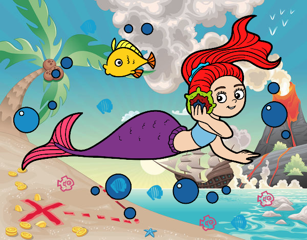 Dibujo Sirena mágica pintado por sofiydam
