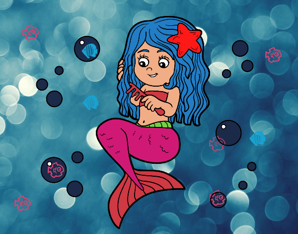 Dibujo Sirena peinándose pintado por sofiydam