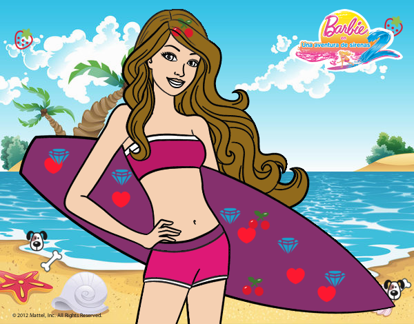 Barbie con tabla de surf