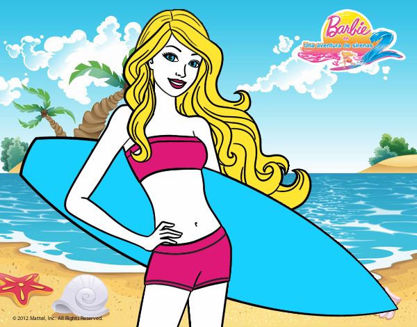 Barbie con tabla de surf