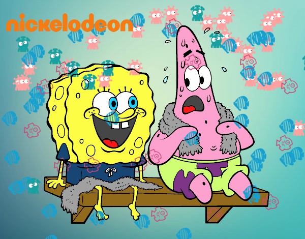 Bob Esponja y Patricio en bañador