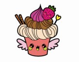 Cupcake kawaii con fresa