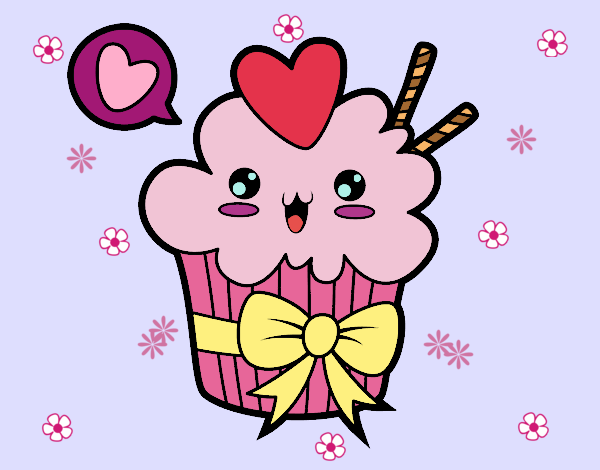 Cupcake kawaii con lazo