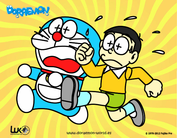 Doraemon y Nobita corriendo