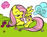 Fluttershy con un conejito