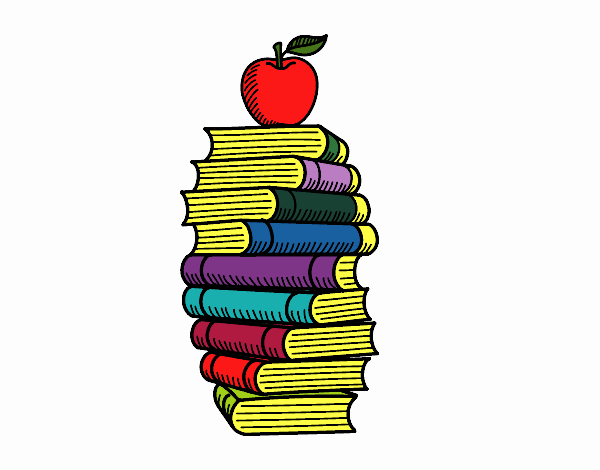 Libros y manzana