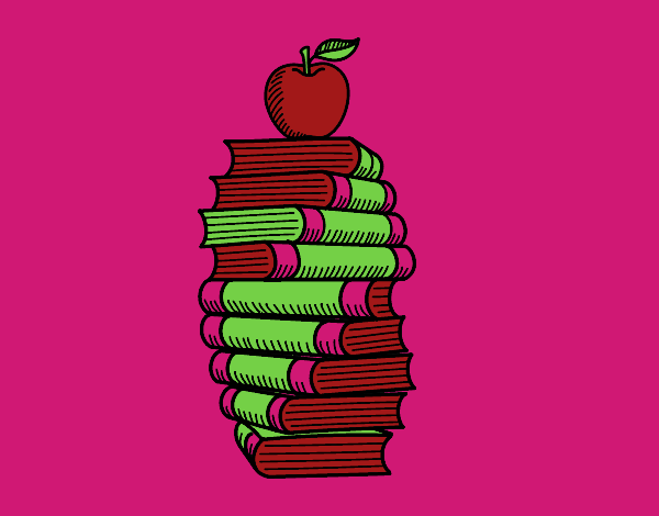 Libros y manzana