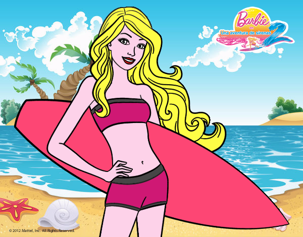 Barbie con tabla de surf