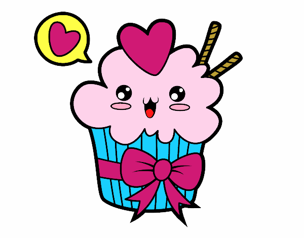 Cupcake kawaii con lazo