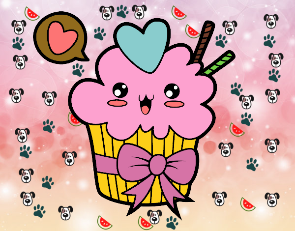 Cupcake kawaii con lazo