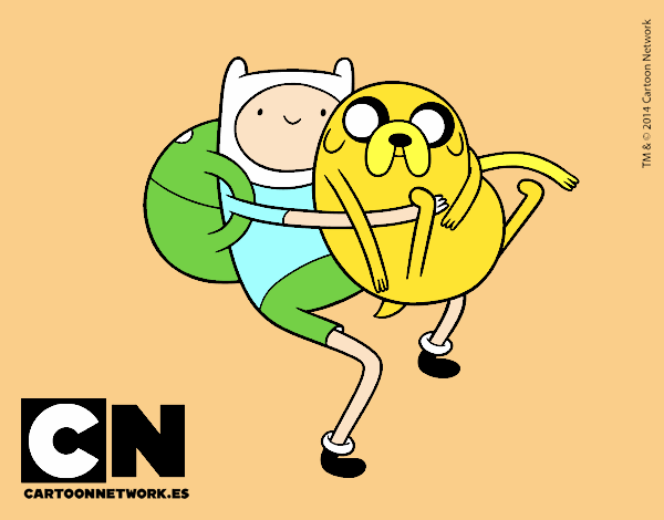 Finn y Jake abrazados