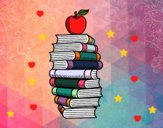 Libros y manzana