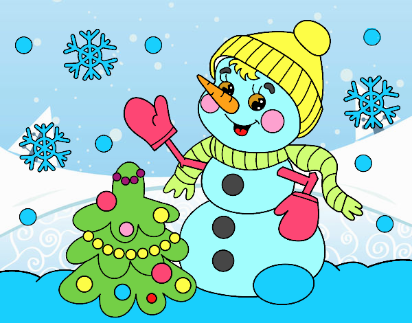 un muñeco de nieve feliz por la navidad