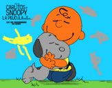 Snoopy y Carlitos abrazados