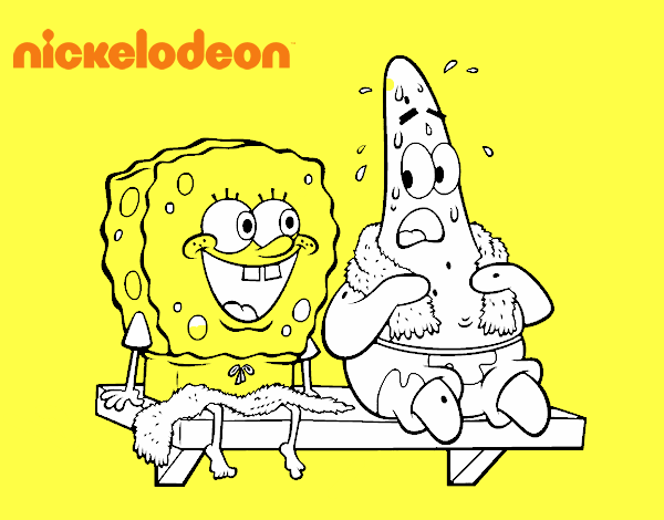 Bob Esponja y Patricio en bañador