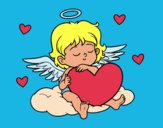 Dibujo Cupido con corazón pintado por Valen10082