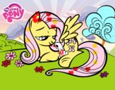 Fluttershy con un conejito