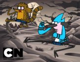 Mordecai y Rigby karatekas