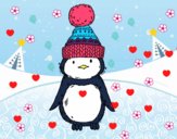 Pingüino con gorro de invierno