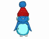 Pingüino con gorro de invierno