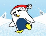 Pingüino con gorro de Navidad