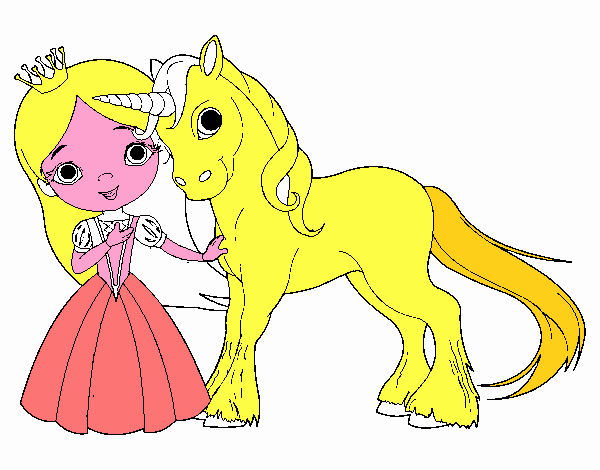 Dibujo Princesa y unicornio pintado por rROSA