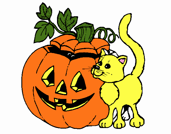 Calabaza y gato