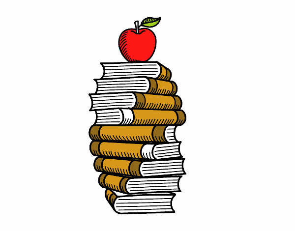 Libros y manzana