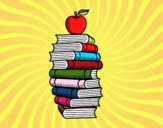 Libros y manzana