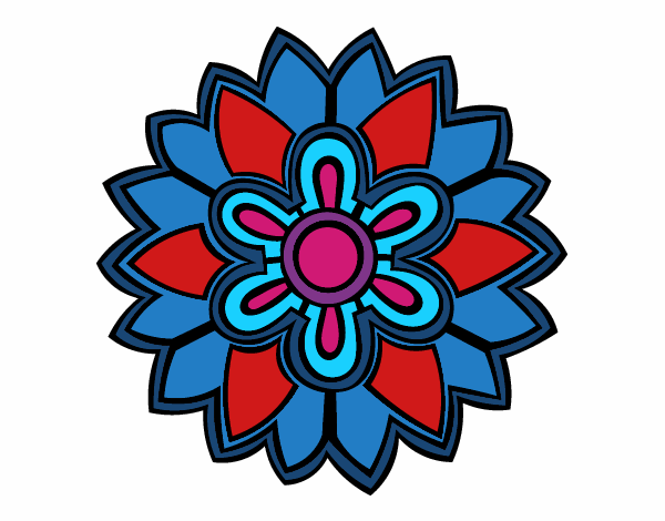 Dibujo Mándala con forma de flor weiss pintado por bonfi