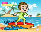 Dibujo Niño surfista Color Roll pintado por kikanieto