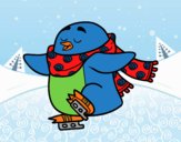 Pingüino patinando sobre hielo