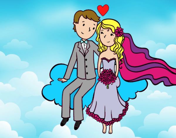 Recién casados en una nube