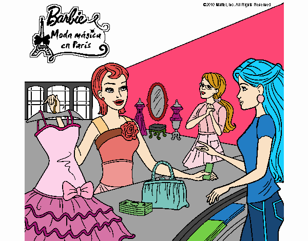 Dibujo Barbie en una tienda de ropa pintado por Arichi 